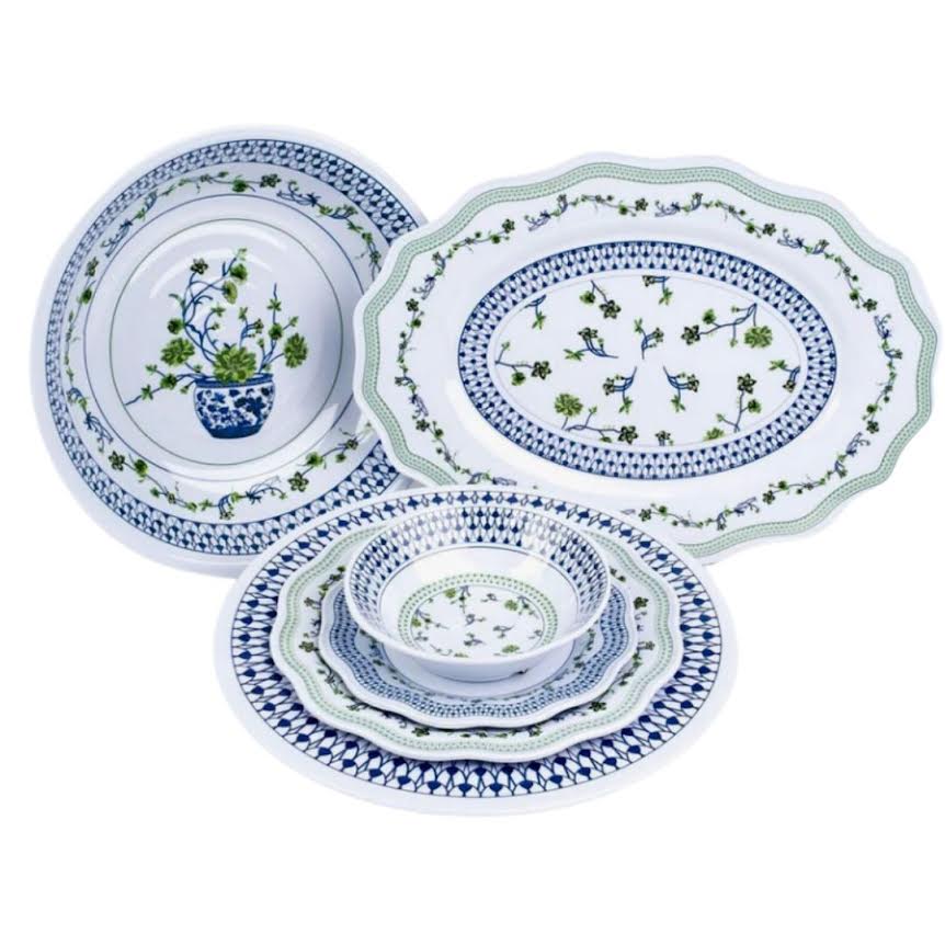Floral Cache Pot Melamine Dinnerware Collection - The Well Appointed House