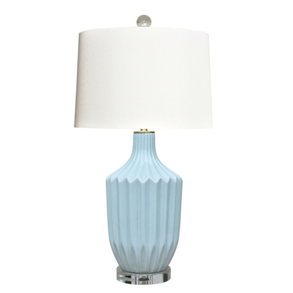 White Rain Pleated Porcelain Vase Lamp (With Crystal Base) - The Well Appointed House